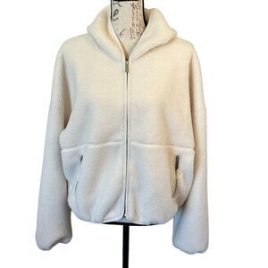 Muscle Nation Creme Full Zip Athletic fleece Hoodie Womens Small